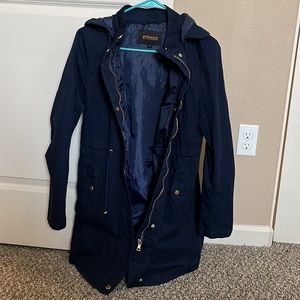 Blue military style jacket. Never worn! No flaws